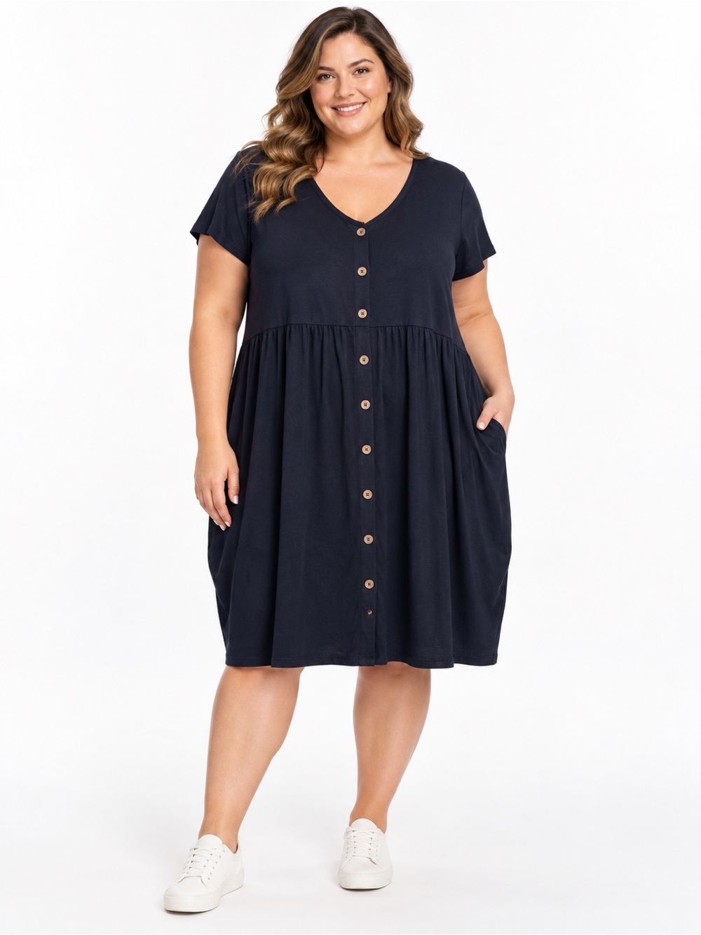 LuLaRoe Navy Blue Button-Front Midi Dress